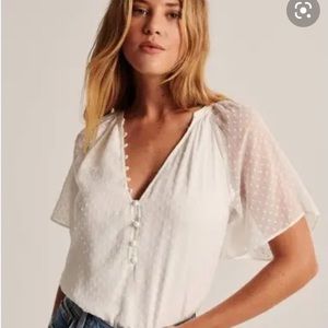 Abercrombie White Clipdot Button-Up Bodysuit